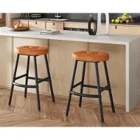 HOOBRO Ensemble de 2 tabourets de bar, hauteur 62 cm, revêtus en PU, couleur marron et noir