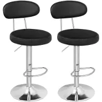 HOOBRO Ensemble de 2 tabourets de bar, réglables en hauteur, en similicuir, pivotants à 360°, avec dossier et repose-pieds, de couleur noire
