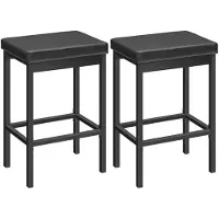 HOOBRO Ensemble de 2 tabourets de bar, hauteur 63 cm, assise rembourrée, couleur noire, revêtus en PU, structure en métal