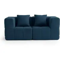 MILY SOFA MILYSOFA SOFABULOUS Canapé modulaire droit, 2 places, tissu bouclé raffiné, bleu foncé