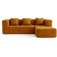 MILY SOFA Canapé d'angle modulaire 3 places MILYSOFA SOFABULOUS avec méridienne, tissu bouclé raffiné, couleur cannelle