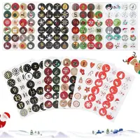 OCreon Autocollants pour calendrier de l'Avent : 10 autocollants avec des chiffres de 1 à 24, des autocollants ronds numérotés pour calendrier de l'Avent, pour le compte à rebours et les cadeaux de Noël (B)