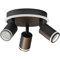 LVWIT , plafonnier encastré à 3 lumières, noir, spot LED orientable, plafonnier rond avec effet de lumière douce, lampe GU10 pivotante, idéal pour salon, cuisine, chambre (sans ampoule)