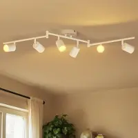 LVWIT , plafonnier LED à 6 spots, blanc, orientable, culot GU10, lampe d'accentuation pour plafond, design moderne, idéal pour cuisine, salon, chambre à coucher (sans ampoules)