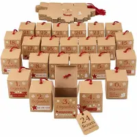 OCreon Calendrier de l'Avent à remplir soi-même - Contient 24 petites boîtes et 24 rubans en tissu - Calendrier de l'Avent à personnaliser