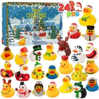 OCreon Calendrier de l'Avent 2025 - Comptez les 24 jours jusqu'à Noël avec 24 canards en caoutchouc - Jouets - Décorations de Noël