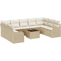 Selius Ensemble de salon de jardin - Ensemble de mobilier de jardin - Banc d'extérieur - Ensemble de salon modulaire - Banc de jardin beige crème