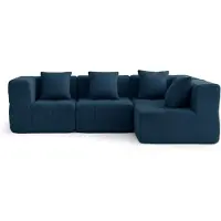 MILY SOFA Canapé d'angle modulable 4 places MILYSOFA SOFABULOUS, tissu bouclé raffiné, bleu foncé