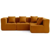 MILY SOFA Canapé d'angle modulable 4 places MILYSOFA SOFABULOUS, tissu bouclé raffiné, brun cannelle