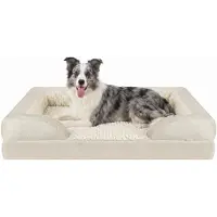 JOEJOY Lit orthopédique pour chien, dimensions 89x64x17 cm, couleur beige