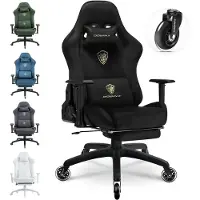 Dripio Fauteuil de jeu avec repose-pieds, en velours microfibre, ergonomique, noir