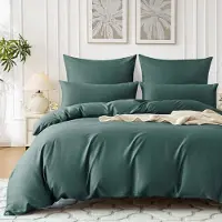 SOULFUL Ensemble de draps en satin de coton, effet rafraîchissant, vert foncé, 200x200 cm, 3 pièces.