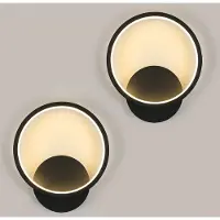 COMELY Osairous, deux appliques murales LED intérieures, 12W, 1350 lumens, design rond moderne, couleur noire, température de couleur 3000K