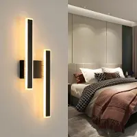 COMELY Appliques murales LED modernes, 32W, longues, de couleur noire, 3000K – Noir, 3000K