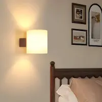 COMELY Applique murale décorative en bois, douille E27, avec abat-jour en verre