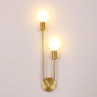 COMELY Applique murale décorative, finition dorée, 2 ampoules E27, style industriel, en métal