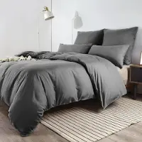 Soifox Ensemble de literie 180x200 cm, gris, en microfibre, sans repassage, anti-froissement, comprenant 2 taies d'oreiller 80x80 cm avec fermeture à glissière