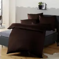 Soifox Ensemble de literie en microfibre, 155x220 cm, couleur marron, anti-froissement, anti-plis, fermeture à fermeture éclair