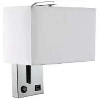 VoltShine , 1 applique murale E27 avec port USB, finition chromée et panneau blanc, dimensions : 2