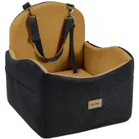 Autsel Housse de siège auto pour chiens, adaptée aux petites et moyennes races, imperméable, lavable, avec harnais de sécurité, lit surélevé pour chien, couleur noir et marron