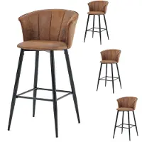 Meublescosy MEUBLE COSY : Ensemble de 4 tabourets de bar rétro, style vintage, avec accoudoirs et dossier