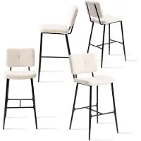 Meublescosy MEUBLE COSY : Ensemble de 4 tabourets de bar, hauteur d'assise 75 cm, avec dossier et repose-pieds