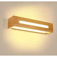 COMELY Applique murale Holz, intérieur, 18W, 2025 lumens, lampe murale LED moderne, 3000K – Style A – Bois naturel, 3000K