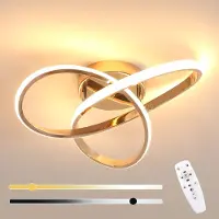 COMELY Plafonnier LED 36W, variateur d'intensité, avec télécommande, design élégant, couleur or, diamètre 40 cm