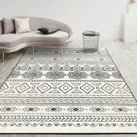 HGTRH Tapis d'extérieur résistant aux intempéries, 200x300 cm, couleur crème, motifs géométriques, imperméable, résistant aux UV, antidérapant, texture cristalline