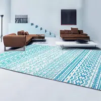 HGTRH Tapis d'extérieur résistant aux intempéries, 200x300 cm, couleur crème, motif géométrique, imperméable, résistant aux UV, antidérapant, texture cristalline