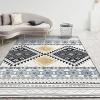 HGTRH Tapis d'extérieur, résistant aux intempéries, 200x300 cm, couleur crème, motifs géométriques, imperméable, résistant aux UV, antidérapant