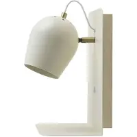 Glowster Lampe de chevet Gorbea, design moderne en blanc, avec douille E27. Idéale pour éclairer et recharger des appareils dans n'importe quelle pièce, elle allie fonctionnalité et style.