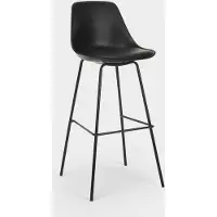 Superstool Willis Tabouret haut en métal pour cuisine, bar avec coussin design moderne - Noir