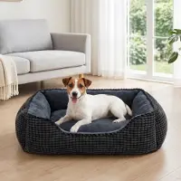 JOEJOY Panier pour chien, lavable, taille moyenne, 63x53x20 cm, couleur noire