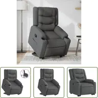 The Living Store Fauteuil relax avec releveur Gris foncé Tissu