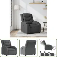 The Living Store Fauteuil relax gris foncé Tissu