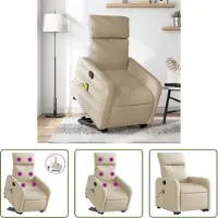 The Living Store Fauteuil de massage avec releveur Crème Tissu