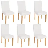 Generique Lot de 6 chaises de séjour Littau simili-cuir, blanc mat, pieds clairs