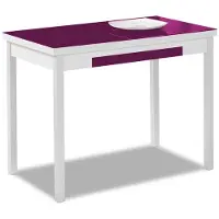 Dripio Table en verre extensible, couleur aubergine, dimensions 100x60 cm, extensible jusqu'à 150 cm