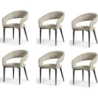 Xl Moebel Gmbh Ensemble de 6 chaises de salle à manger modernes de style aristocratique, couleur beige, avec accoudoirs, revêtues de tissu