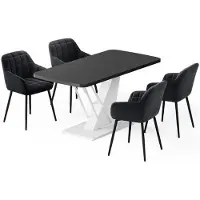 Vicco Ensemble de table à manger Fenaro Noir/Blanc 120x80cm avec 4 chaises de salle à manger, Model 62767