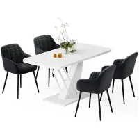 Vicco Ensemble de table à manger Fenaro Blanc 120x80cm avec 4 chaises de salle à manger, Model 62776