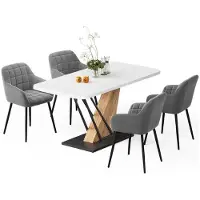 Vicco Ensemble de table à manger Fenaro Blanc/Chêne de force doré 120x80cm avec 4 chaises de salle à manger, Model 62769