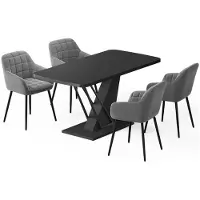 Vicco Ensemble de table à manger Fenaro Noir 120x80cm avec 4 chaises de salle à manger, Model 62763