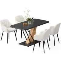 Vicco Ensemble de table à manger Fenaro Noir/Chêne de force doré 120x80cm avec 4 chaises de salle à manger, Model 62759