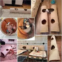 Unyqoos Tunnel pour chats, grand modèle, pliable – 115 x Ø25 cm. Fabriqué en polyester, avec bordure en similicuir, structure en métal robuste, 2 ouvertures, pliable (Ø25 x 4 cm), poids : 450 g
