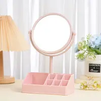 Dripio Miroir de maquillage, double face, grossissement x2, avec boîte de rangement, rose