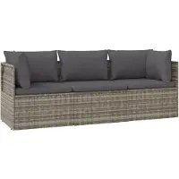 vidaXL Ensemble de salon de jardin 3 pièces avec coussins Gris Poly rotin