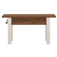 MINIO go for it MINIO – Table basse extensible "HANKO", finition noyer Warmia / pieds en bois de couleur cachemire