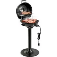 Northix Barbecue électrique 1 600 W - Surface de cuisson de 1 038 cm² - Avec grille de maintien au chaud et grille antiadhésive - 52 x 44 x 82 cm - Noir